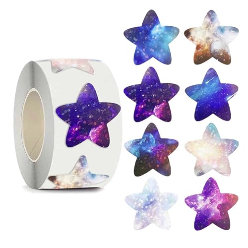 Sticker Rund 500PCS Selbst-adhesive Star Space Aufkleber Belohnung Dekorative Geschenke Mit Aufkleber Etiketten 1 Zoll(Color-03) von JTKSSCS