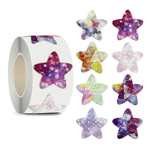 Sticker Rund 500PCS Selbst-adhesive Star Space Aufkleber Belohnung Dekorative Geschenke Mit Aufkleber Etiketten 1 Zoll(Color 09) von JTKSSCS