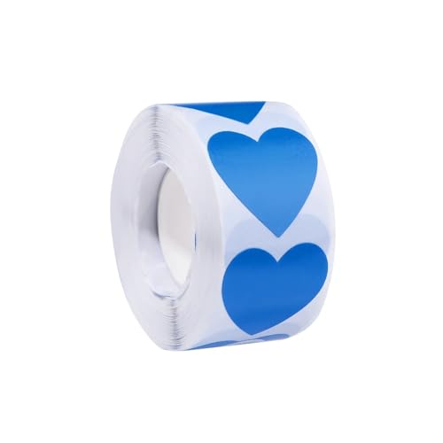 Sticker Rund 500Pcs Rolle Cartoon Herz-förmigen Belohnung Dekorative Aufkleber 8 Farben 2,5x2,3 cm Herz(Blue) von JTKSSCS