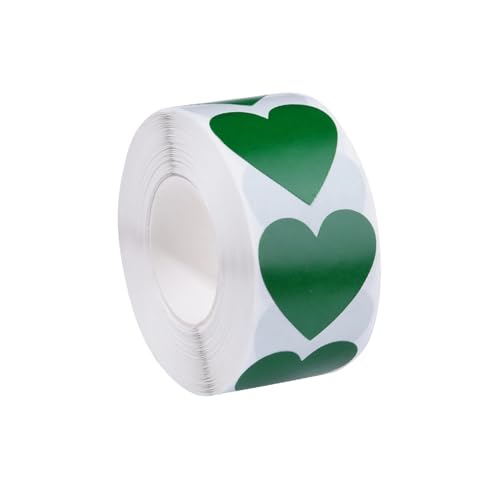 Sticker Rund 500Pcs Rolle Cartoon Herz-förmigen Belohnung Dekorative Aufkleber 8 Farben 2,5x2,3 cm Herz(Green) von JTKSSCS