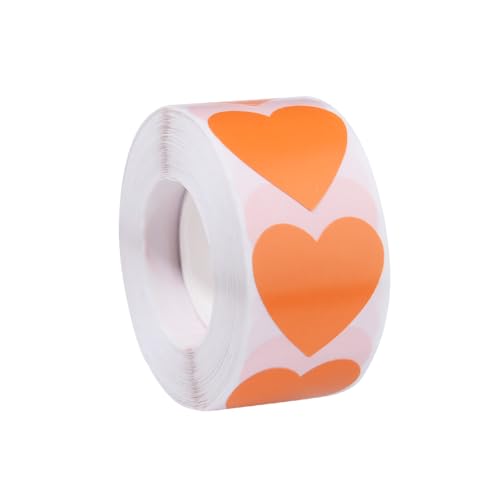 Sticker Rund 500Pcs Rolle Cartoon Herz-förmigen Belohnung Dekorative Aufkleber 8 Farben 2,5x2,3 cm Herz(Orange) von JTKSSCS