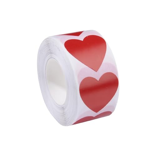 Sticker Rund 500Pcs Rolle Cartoon Herz-förmigen Belohnung Dekorative Aufkleber 8 Farben 2,5x2,3 cm Herz(Red) von JTKSSCS