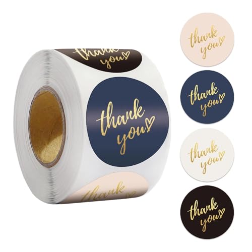 Sticker Rund Dankeschön-Aufkleber, Siegeletiketten, 50–500 Stück, Goldfolie, Papierdekoration for handgefertigte Hochzeitsetiketten, Schreibwaren, 4 Farben(QY878-100pcs) von JTKSSCS