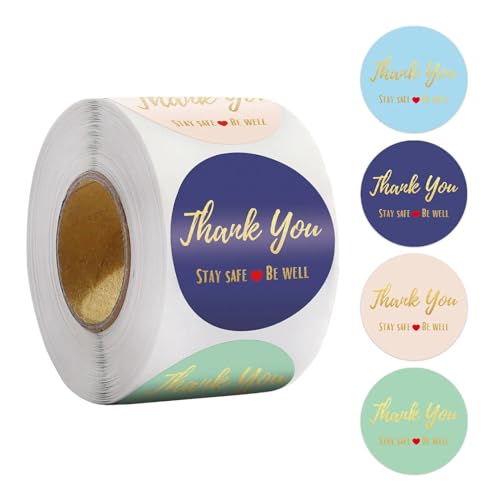 Sticker Rund Dankeschön-Aufkleber, Siegeletiketten, 50–500 Stück, Goldfolie, Papierdekoration for handgefertigte Hochzeitsetiketten, Schreibwaren, 4 Farben(QY902-100pcs) von JTKSSCS