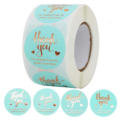 Sticker Rund Dankeschön-Aufkleber, Siegeletiketten, 50–500 Stück, Goldfolie, Papierdekoration for handgefertigte Hochzeitsetiketten, Schreibwaren, 4 Farben(QY911-50pcs) von JTKSSCS