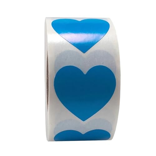 Sticker Rund Herzform von roten Aufklebern, Siegeletiketten, 50 Etiketten, Scrapbooking for Paket- und Hochzeitsdekoration, Schreibwaren(YH201Blue-50pcs) von JTKSSCS