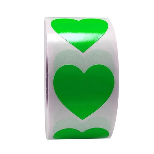 Sticker Rund Herzform von roten Aufklebern, Siegeletiketten, 50 Etiketten, Scrapbooking for Paket- und Hochzeitsdekoration, Schreibwaren(YH201Green-50pcs) von JTKSSCS