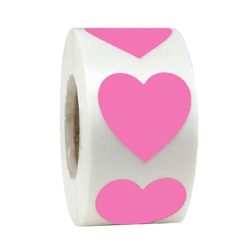 Sticker Rund Herzform von roten Aufklebern, Siegeletiketten, 50 Etiketten, Scrapbooking for Paket- und Hochzeitsdekoration, Schreibwaren(YH201Pink-50pcs) von JTKSSCS