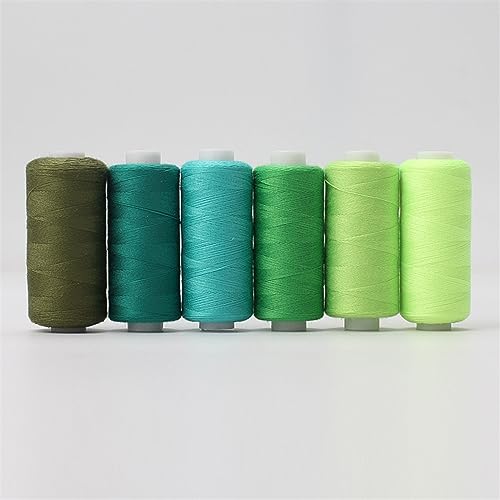 Stickgarn 6 Farben/Set Garn Nähgarn Rolle Maschine Handstickerei 400 Yard jede Spule Polyester langlebig for Heimnähset(Green series) von JTKSSCS