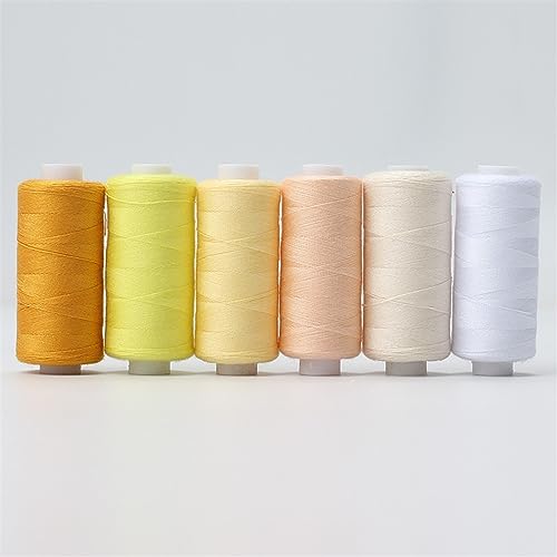 Stickgarn 6 Farben/Set Garn Nähgarn Rolle Maschine Handstickerei 400 Yard jede Spule Polyester langlebig for Heimnähset(Light series) von JTKSSCS
