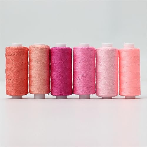 Stickgarn 6 Farben/Set Garn Nähgarn Rolle Maschine Handstickerei 400 Yard jede Spule Polyester langlebig for Heimnähset(Pink series) von JTKSSCS