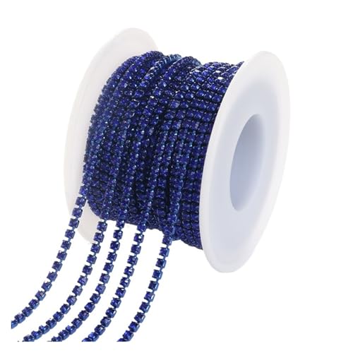 Strassband 1/10Yard Rhinestone Chain Glitter Crystal Sew On Glue On Rhinestones for Clothes DIY Garment Accessories Trim Cup Chain(Capri Blue,1 YARD_SS8 2.5MM) von JTKSSCS