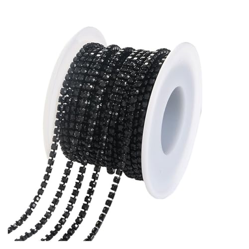 Strassband 1/10Yard Rhinestone Chain Glitter Crystal Sew On Glue On Rhinestones for Clothes DIY Garment Accessories Trim Cup Chain(Jet,1 YARD_SS8 2.5MM) von JTKSSCS