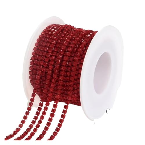 Strassband 1/10Yard Rhinestone Chain Glitter Crystal Sew On Glue On Rhinestones for Clothes DIY Garment Accessories Trim Cup Chain(Light Siam,1 YARD_SS6 2MM) von JTKSSCS