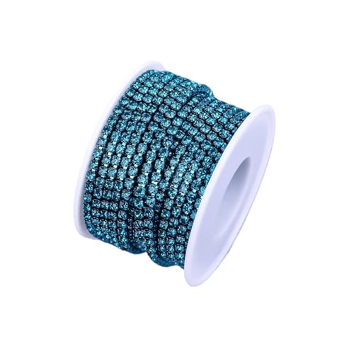 Strassband 10 Yard Strass Trim Stein Tasse Kette Gold Diamant Strass Dekorative Applique Kristall Verzierungen for Kleider(Blue Zircon,10YARD_SS12) von JTKSSCS