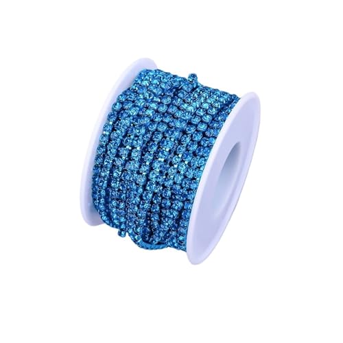 Strassband 10 Yard Strass Trim Stein Tasse Kette Gold Diamant Strass Dekorative Applique Kristall Verzierungen for Kleider(Capri Blue,1YARD_SS8) von JTKSSCS