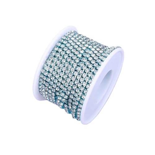 Strassband 10 Yard Strass Trim Stein Tasse Kette Gold Diamant Strass Dekorative Applique Kristall Verzierungen for Kleider(Crystal-Blue,1YARD_SS6) von JTKSSCS