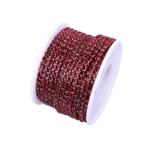 Strassband 10 Yard Strass Trim Stein Tasse Kette Gold Diamant Strass Dekorative Applique Kristall Verzierungen for Kleider(Dk. Siam,10YARD_SS8) von JTKSSCS