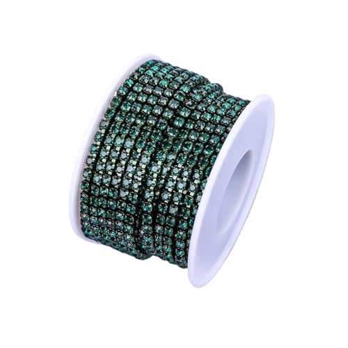 Strassband 10 Yard Strass Trim Stein Tasse Kette Gold Diamant Strass Dekorative Applique Kristall Verzierungen for Kleider(Emerald,5YARD_SS6) von JTKSSCS