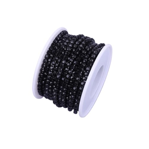 Strassband 10 Yard Strass Trim Stein Tasse Kette Gold Diamant Strass Dekorative Applique Kristall Verzierungen for Kleider(Jet Black,1YARD_SS6) von JTKSSCS
