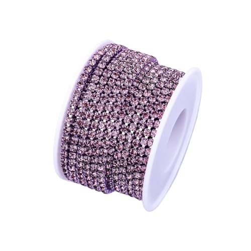 Strassband 10 Yard Strass Trim Stein Tasse Kette Gold Diamant Strass Dekorative Applique Kristall Verzierungen for Kleider(Lt. Amethyst,5YARD_SS6) von JTKSSCS