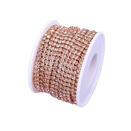 Strassband 10 Yard Strass Trim Stein Tasse Kette Gold Diamant Strass Dekorative Applique Kristall Verzierungen for Kleider(Peach,5YARD_SS8) von JTKSSCS