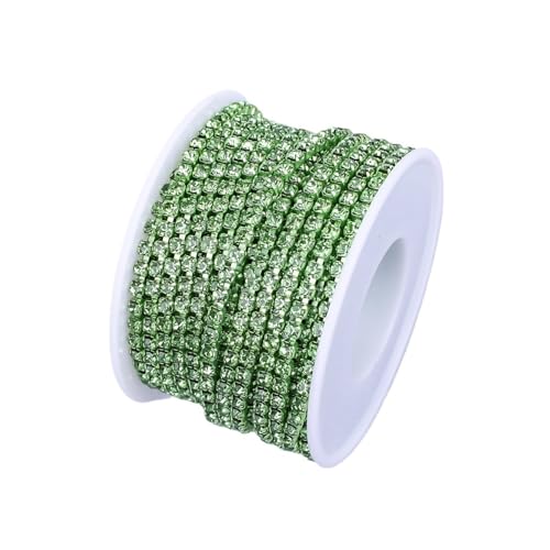 Strassband 10 Yard Strass Trim Stein Tasse Kette Gold Diamant Strass Dekorative Applique Kristall Verzierungen for Kleider(Peridot,5YARD_SS6) von JTKSSCS