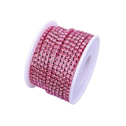 Strassband 10 Yard Strass Trim Stein Tasse Kette Gold Diamant Strass Dekorative Applique Kristall Verzierungen for Kleider(Rose,1YARD_SS6) von JTKSSCS