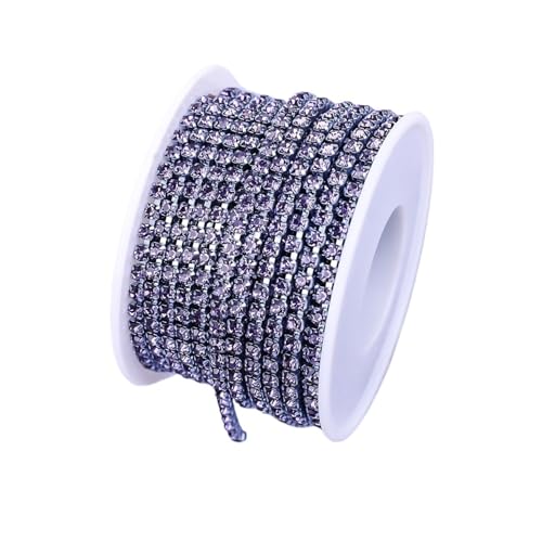 Strassband 10 Yard Strass Trim Stein Tasse Kette Gold Diamant Strass Dekorative Applique Kristall Verzierungen for Kleider(Violet,10YARD_SS12) von JTKSSCS