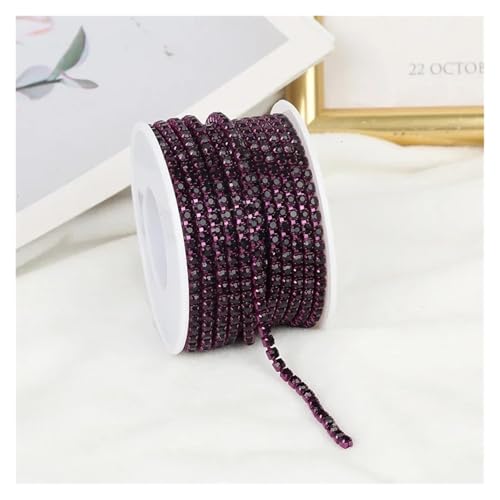 Strassband 2mm-4mm Glass Rhinestone Chain Trim With Colorful Bottom Sewing Strass Cup Chain Crystal Banding Glue On Rhinestone Trim(Amethyst,5YARDS_SS8-2.5MM) von JTKSSCS