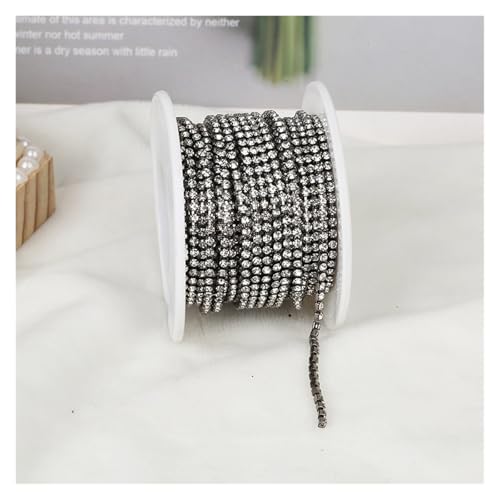 Strassband 2mm-4mm Glass Rhinestone Chain Trim With Colorful Bottom Sewing Strass Cup Chain Crystal Banding Glue On Rhinestone Trim(Black Crystal,10YARDS_SS16-4MM) von JTKSSCS