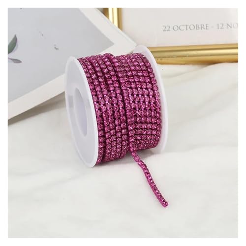 Strassband 2mm-4mm Glass Rhinestone Chain Trim With Colorful Bottom Sewing Strass Cup Chain Crystal Banding Glue On Rhinestone Trim(Fuchsia,5YARDS_SS16-4MM) von JTKSSCS