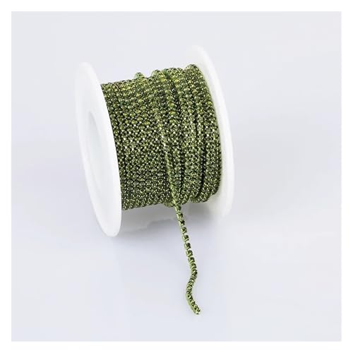 Strassband 2mm-4mm Glass Rhinestone Chain Trim With Colorful Bottom Sewing Strass Cup Chain Crystal Banding Glue On Rhinestone Trim(Olive Green,5YARDS_SS16-4MM) von JTKSSCS