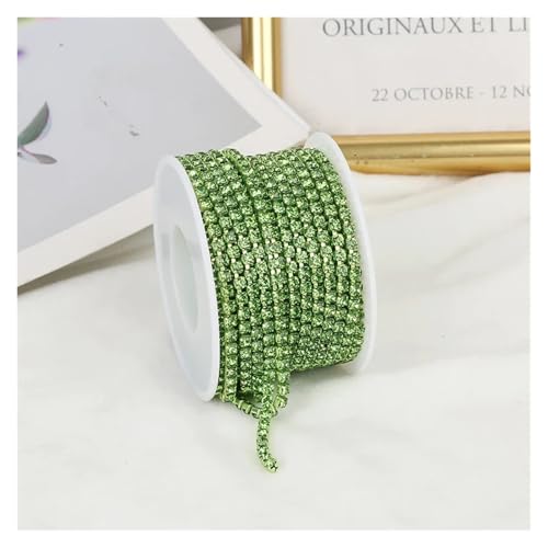 Strassband 2mm-4mm Glass Rhinestone Chain Trim With Colorful Bottom Sewing Strass Cup Chain Crystal Banding Glue On Rhinestone Trim(Peridot,10YARDS_SS16-4MM) von JTKSSCS