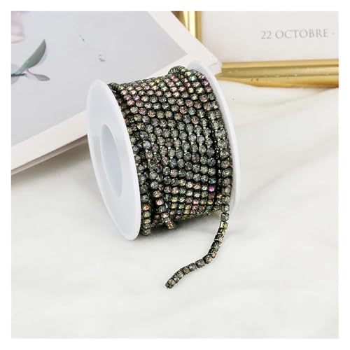 Strassband 2mm-4mm Glass Rhinestone Chain Trim With Colorful Bottom Sewing Strass Cup Chain Crystal Banding Glue On Rhinestone Trim(Rainbow,5YARDS_SS6-2MM) von JTKSSCS