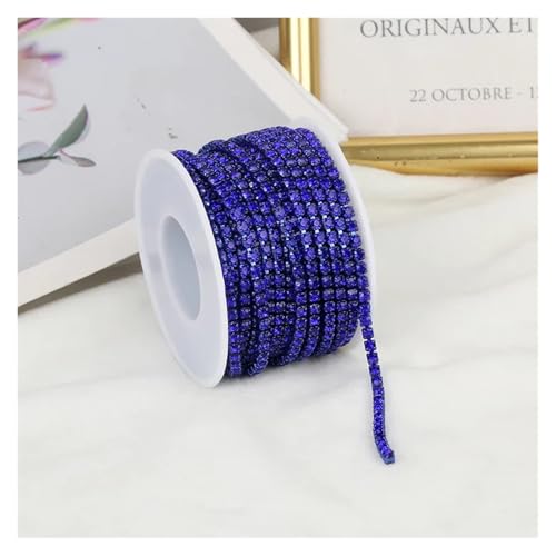 Strassband 2mm-4mm Glass Rhinestone Chain Trim With Colorful Bottom Sewing Strass Cup Chain Crystal Banding Glue On Rhinestone Trim(Sapphire,5YARDS_SS16-4MM) von JTKSSCS