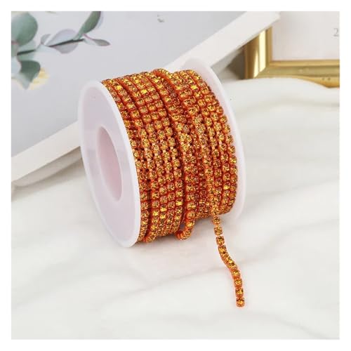 Strassband 2mm-4mm Glass Rhinestone Chain Trim With Colorful Bottom Sewing Strass Cup Chain Crystal Banding Glue On Rhinestone Trim(Topaz,10YARDS_SS8-2.5MM) von JTKSSCS