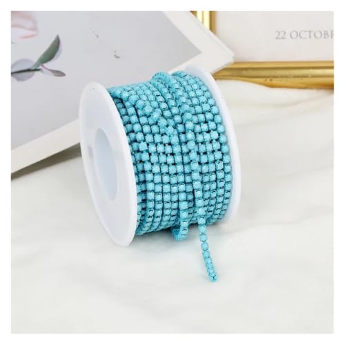 Strassband 2mm-4mm Glass Rhinestone Chain Trim With Colorful Bottom Sewing Strass Cup Chain Crystal Banding Glue On Rhinestone Trim(Turquise,10YARDS_SS12-3MM) von JTKSSCS