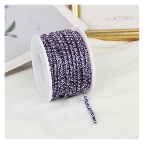 Strassband 2mm-4mm Glass Rhinestone Chain Trim With Colorful Bottom Sewing Strass Cup Chain Crystal Banding Glue On Rhinestone Trim(Violet,10YARDS_SS6-2MM) von JTKSSCS
