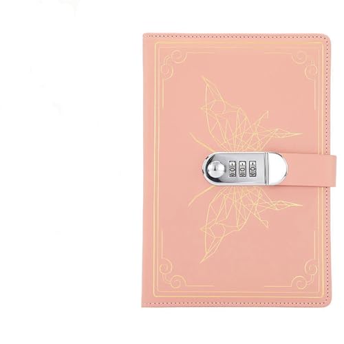 Tagebuch Mit Schloss A5 Passwort-Notizbuch, Vintage-Bullets-Protokoll mit Schloss, Privatsphäre, geheimer Notizblock, geschnittenes Briefpapier, Notizen, Buch, Studenten-Geschenk, Schulbedarf(Pink) von JTKSSCS