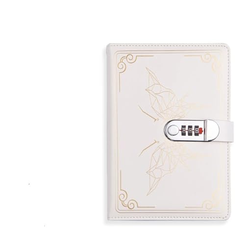 Tagebuch Mit Schloss A5 Passwort-Notizbuch, Vintage-Bullets-Protokoll mit Schloss, Privatsphäre, geheimer Notizblock, geschnittenes Briefpapier, Notizen, Buch, Studenten-Geschenk, Schulbedarf(White) von JTKSSCS