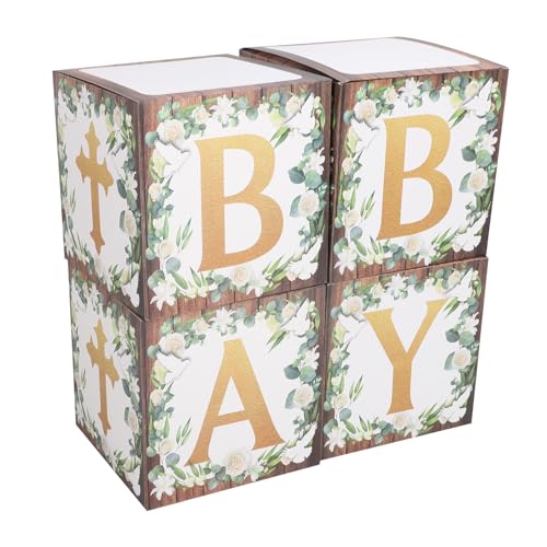 Ballon-Box, Buchstabe BABY, Dekoration, Ballon-Papierbox für Hochzeit, Geburtstag, Party, Dekoration (Grünes Blattkreuzgold) von JTLB