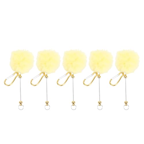 JTLB 5pcs Perlenable Keychains Plüschkugel- und Metall -Perlen -Stabschlüsselkette mit Personalisiertem Anhängerzubehör, Präsentation Individualität und Verhindern des Verlustes für die (Gelb) von JTLB