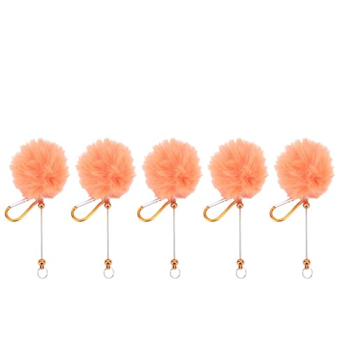 JTLB 5pcs Perlenable Keychains Plüschkugel- und Metall -Perlen -Stabschlüsselkette mit Personalisiertem Anhängerzubehör, Präsentation Individualität und Verhindern des Verlustes für die (Orange) von JTLB
