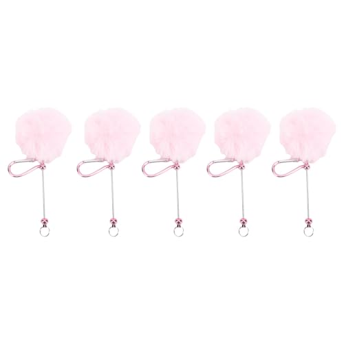JTLB 5pcs Perlenable Keychains Plüschkugel- und Metall -Perlen -Stabschlüsselkette mit Personalisiertem Anhängerzubehör, Präsentation Individualität und Verhindern des Verlustes für die (Rosa) von JTLB