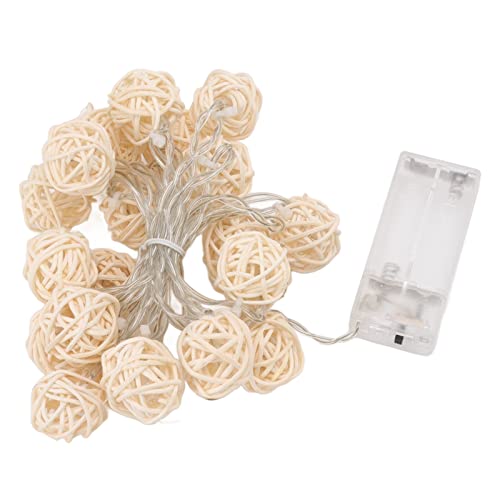 JTLB Rattan-Kugel-Lichterkette, Rattan-Kugel-Laternen-Lichterkette, 20 Runde Rattan-Kugeln, Batteriebetrieben, Hochzeits- und Geburtstagsparty-Dekorationen JTLB Rattan-Kugel-Lichterkette, Rattan-Kugel-Laternen-Lichterkette, 20 Runde Rattan-Kugeln, Batteriebetrieben, Hochzeits- und Geburtstagsparty-Dekorationen von JTLB