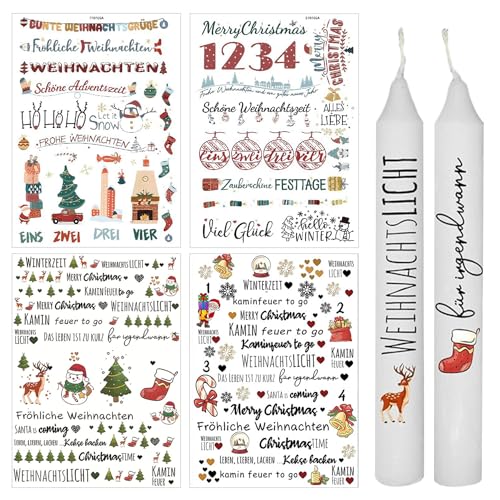4er-Pack Weihnachtskerzenaufkleber, wasserfeste Weihnachtsfolienaufkleber, Weihnachtsaufkleber, Feiertags-DIY, Kerzen-Tattoos, geeignet für Weihnachtsdekorationen und Bastel-DIY. 4er-Pack Weihnachtskerzenaufkleber, wasserfeste Weihnachtsfolienaufkleber, Weihnachtsaufkleber, Feiertags-DIY, Kerzen-Tattoos, geeignet für Weihnachtsdekorationen und Bastel-DIY. von JTMKYO