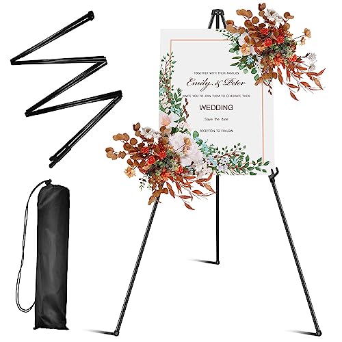 160cm Staffelei, Staffelei Stand für Display Künstler Hochzeit Zeichen Poster Klappstaffelei Verstellbares Metall Schwarz Teleskop Boden Staffeleien mit Tragebeutel für Kunstdisplays Aktivitäten von JTOOYS