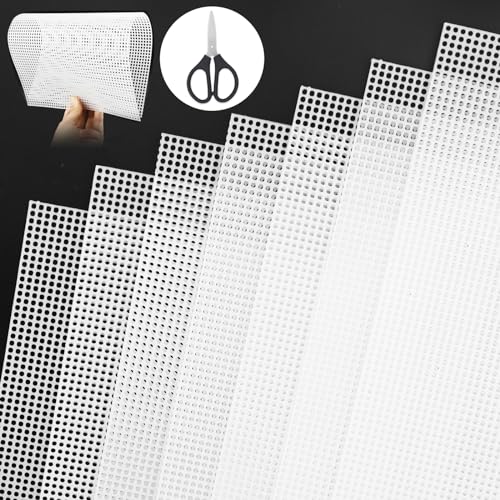 7 Stück Plastic Canvas Sheets, Weiß Kunststoffgitter 20 x 33 CM, mit Kleiner Schere, Kunststoff Kreuzstich Meshstoff Leinwand, Stramin Plastik Platten, für DIY Bastel/Nähprojekte/Handgemachte Bag 7 Stück Plastic Canvas Sheets, Weiß Kunststoffgitter 20 x 33 CM, mit Kleiner Schere, Kunststoff Kreuzstich Meshstoff Leinwand, Stramin Plastik Platten, für DIY Bastel/Nähprojekte/Handgemachte Bag von JTOOYS