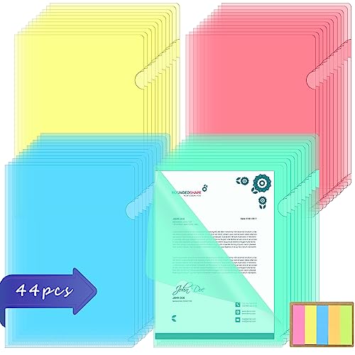 Aktenhülle Dokumentenordner A4, 44 Stück Farben, 42 Stück Dokumententaschen A4 für die Aufbewahrung von Papier, A4-Kunststoffhüllen zum Schutz von Akten, Präsentation, 11 Stück/4 Farben von JTOOYS